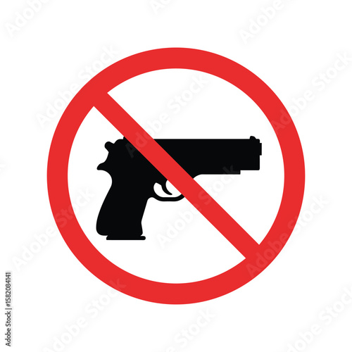 No Guns Allowed Sign, Firearm Restriction, Weapon Prohibition, Gun Ban, Safety Icon
