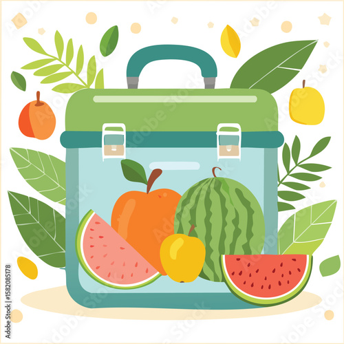 Cute lunchbox flat vector