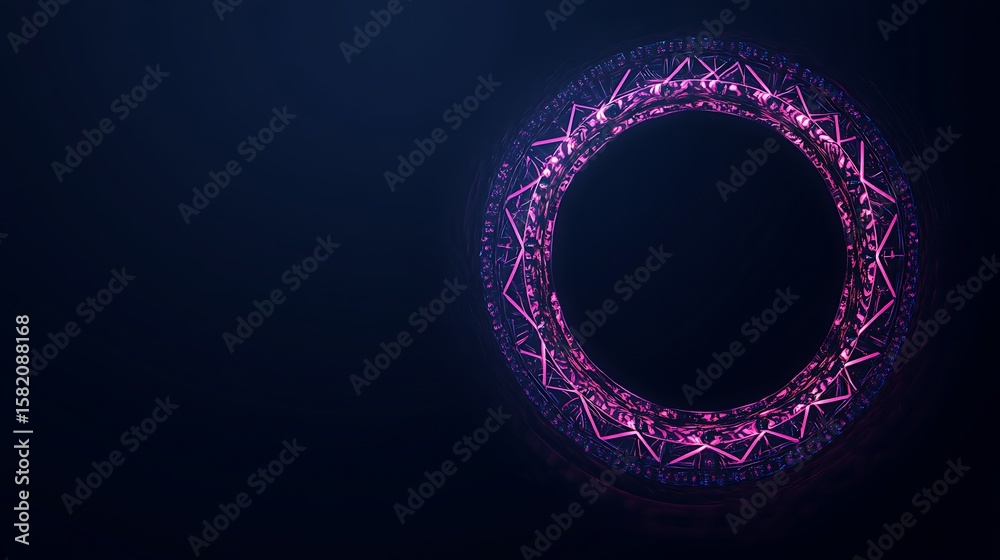 Fototapeta premium Abstract circular frame with glowing lines