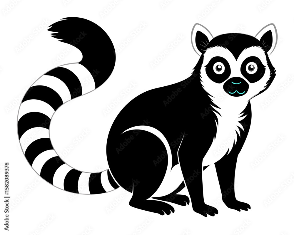 Obraz premium Graceful ring tailed animal vector silhouette presents a captivating wildlife design element for projects needing natural animal illustrations and graphical appeal.