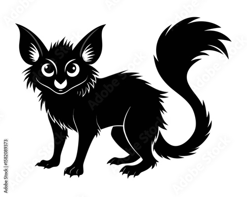 aye-aye black vector silhouette on white background