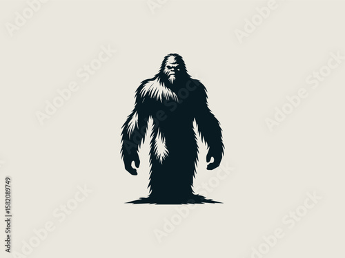 Minimalist yeti silhouette vector logo for outdoor gear brands or mountain expeditions