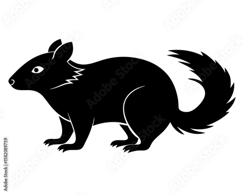 This vector art presents a lemming silhouette in black against a clean white backdrop, suitable for ecological or design related projects emphasizing minimalism.