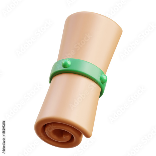 Brown and green Scrolls 3d icon illustration