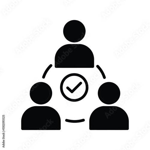 Successful Team Collaboration Icon, Group Approved, Business Partnership, Social Network