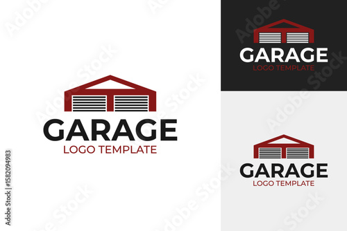 Vintage garage door logo design vector template symbol illustration