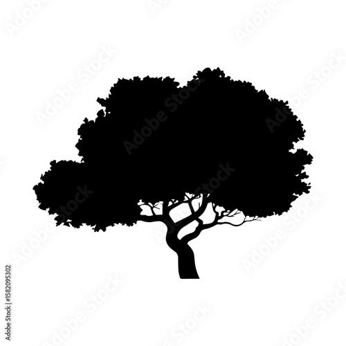 Black tree vector icon on white background