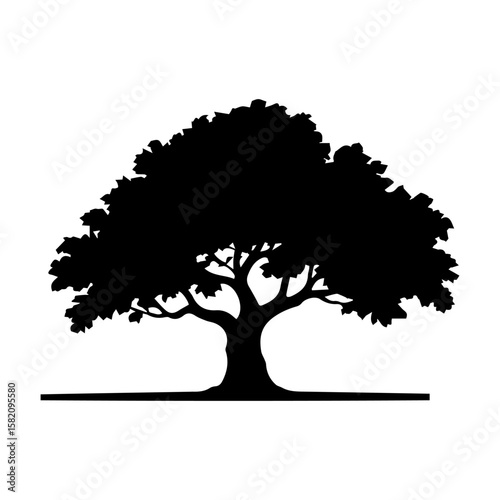 Black tree vector icon on white background