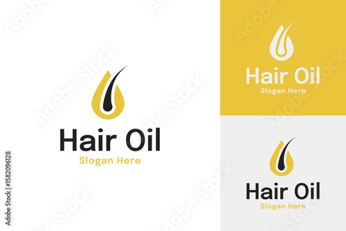 Drop oil with hair logo design vector illustration