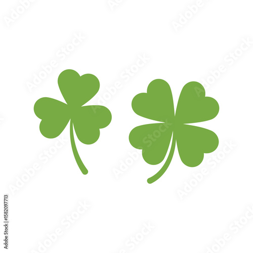 Two clover leaves vector illustration, good luck charm and Saint Patrick's Day symbol