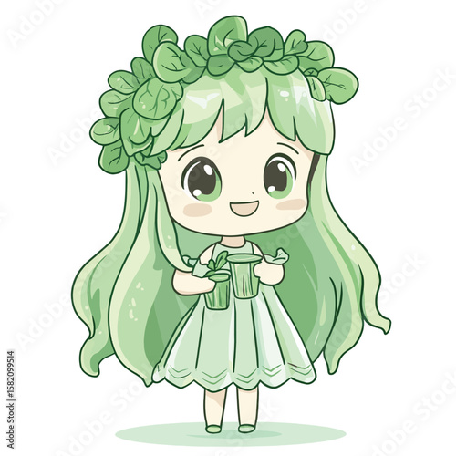little girl in green dress
