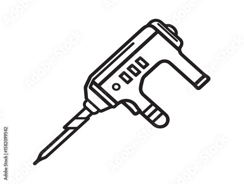 Flat construction jackhammer icon with bold design