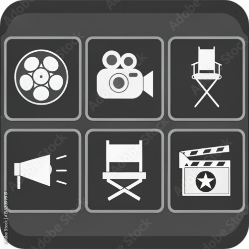  cinema and theater icons set. editable linear director film chair,  dslr camera, and other icons in this category isolated on transparent background. 