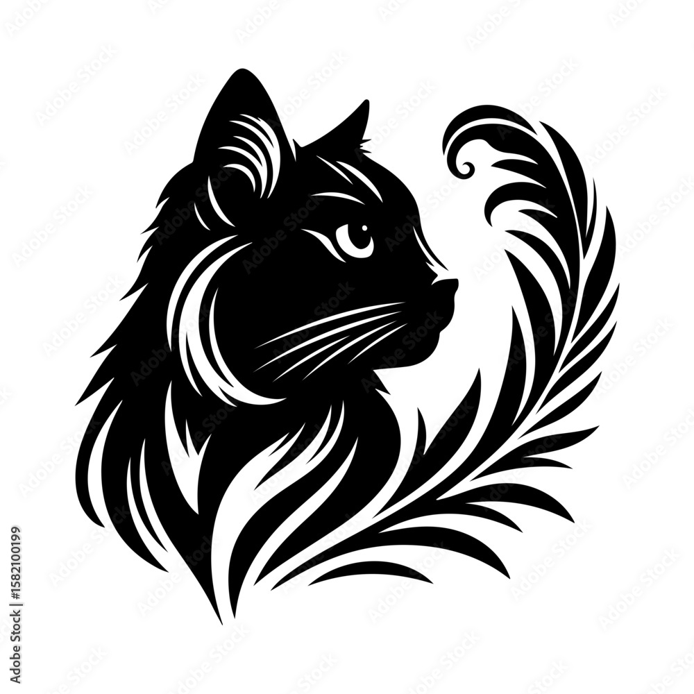 Fototapeta premium black Cat silhouette vector design .