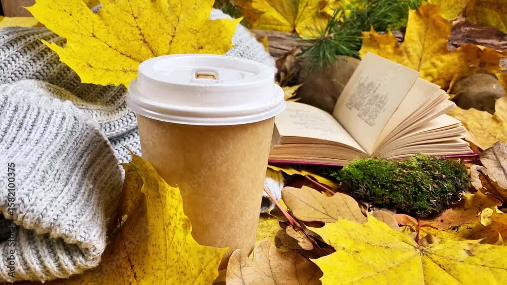 old book and autumn leaves