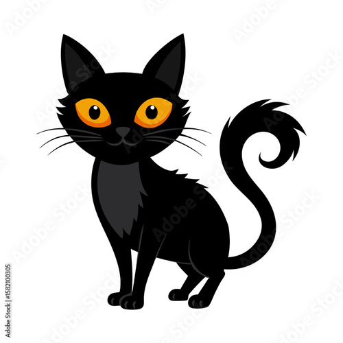 Spooky Black Cat Vector Illustration