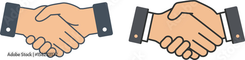 Icon Set illustrated hands are clasped together, symbolizing agreement and unity.
