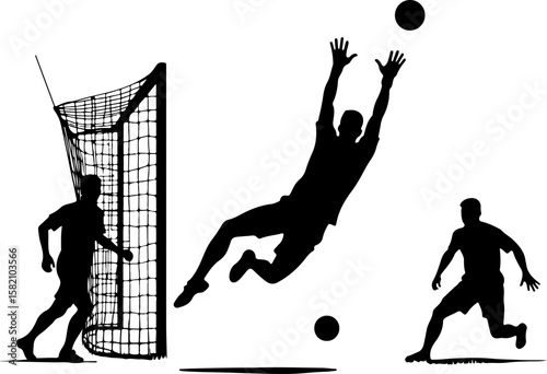 football player silhouette with goalpost, silhouette, vector, illustration, people, woman, jump, sport, fun, grunge, drawing, black, men, tree, art, action, boy, jumping, dance, design