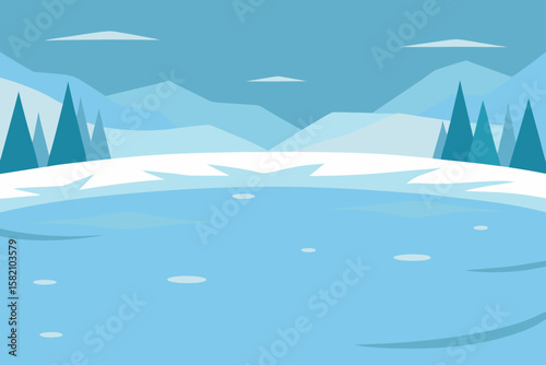 frost patterns on a frozen lake surface