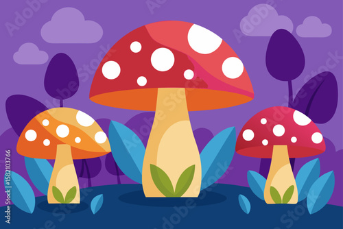 giant mushrooms in enchanted glade