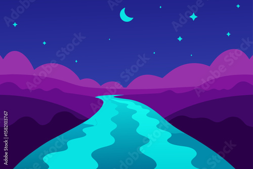 glowing river under a magical sky