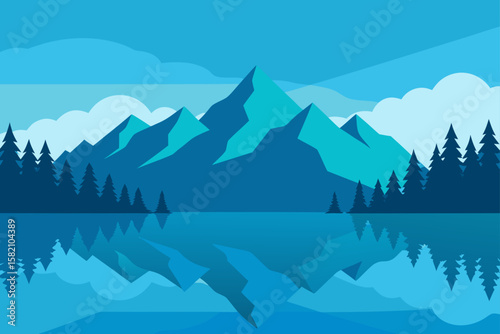 serene mountain lake reflecting sky and trees