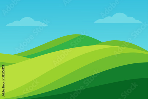 sloping grassy hills rolling into the horizon