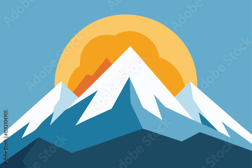 sun peeking over a frosty mountain ridge