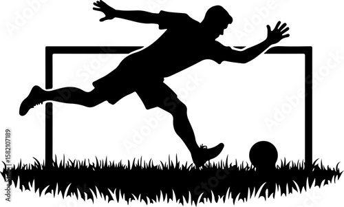 silhouette of a man jumping football, silhouette, sport, soccer, vector, jump, player, sports, dancer, dance, illustration, ball, football, people, woman, black, action, boy, athlete, ballet, jumping,