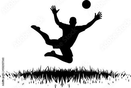 silhouette of a man jumping football, silhouette, sport, soccer, vector, jump, player, sports, dancer, dance, illustration, ball, football, people, woman, black, action, boy, athlete, ballet, jumping,