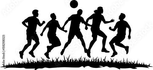 silhouettes of soccer players, silhouette, sport, vector, people, illustration, ball, football, men, silhouettes, soccer, sports, dance, running, evolution, player, basketball, athlete, run, runner, b