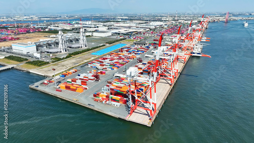 Photos Aerial view of container yard