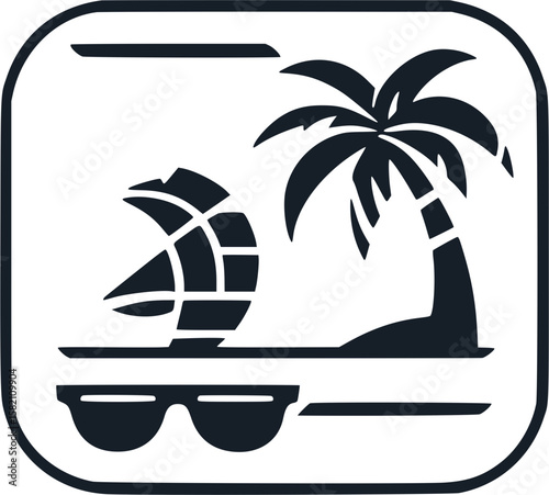 Minimalist Black Palm Tree Sunglasses Silhouette Design