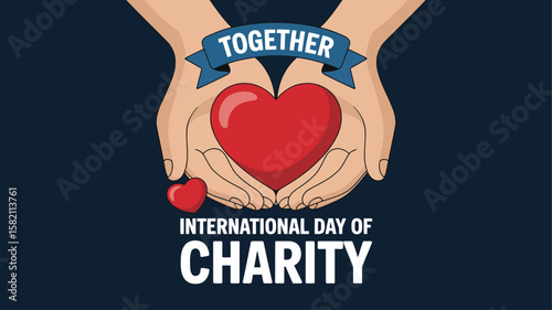 International day of charity vector illustration hands holding heart donation support love care