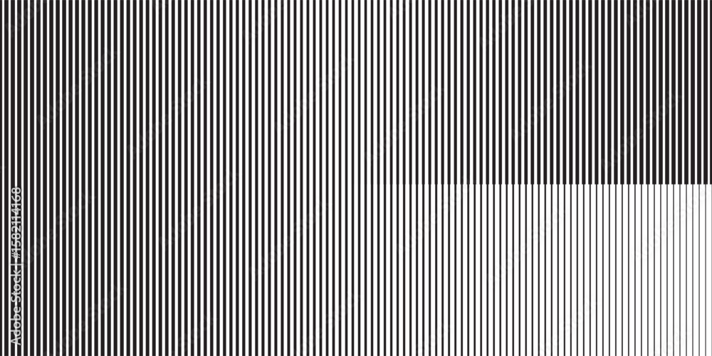 Naklejka premium Narrow black-white vertical lines. Symmetric geometric ornament. Striped seamless pattern, abstract wallpaper. Digital paper for textile print, page fill. Vector