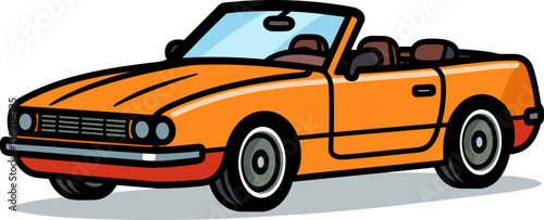 Vintage Orange Convertible Car Illustration
