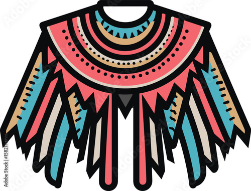 Vibrant Ethnic Poncho: A Cultural Textile Design