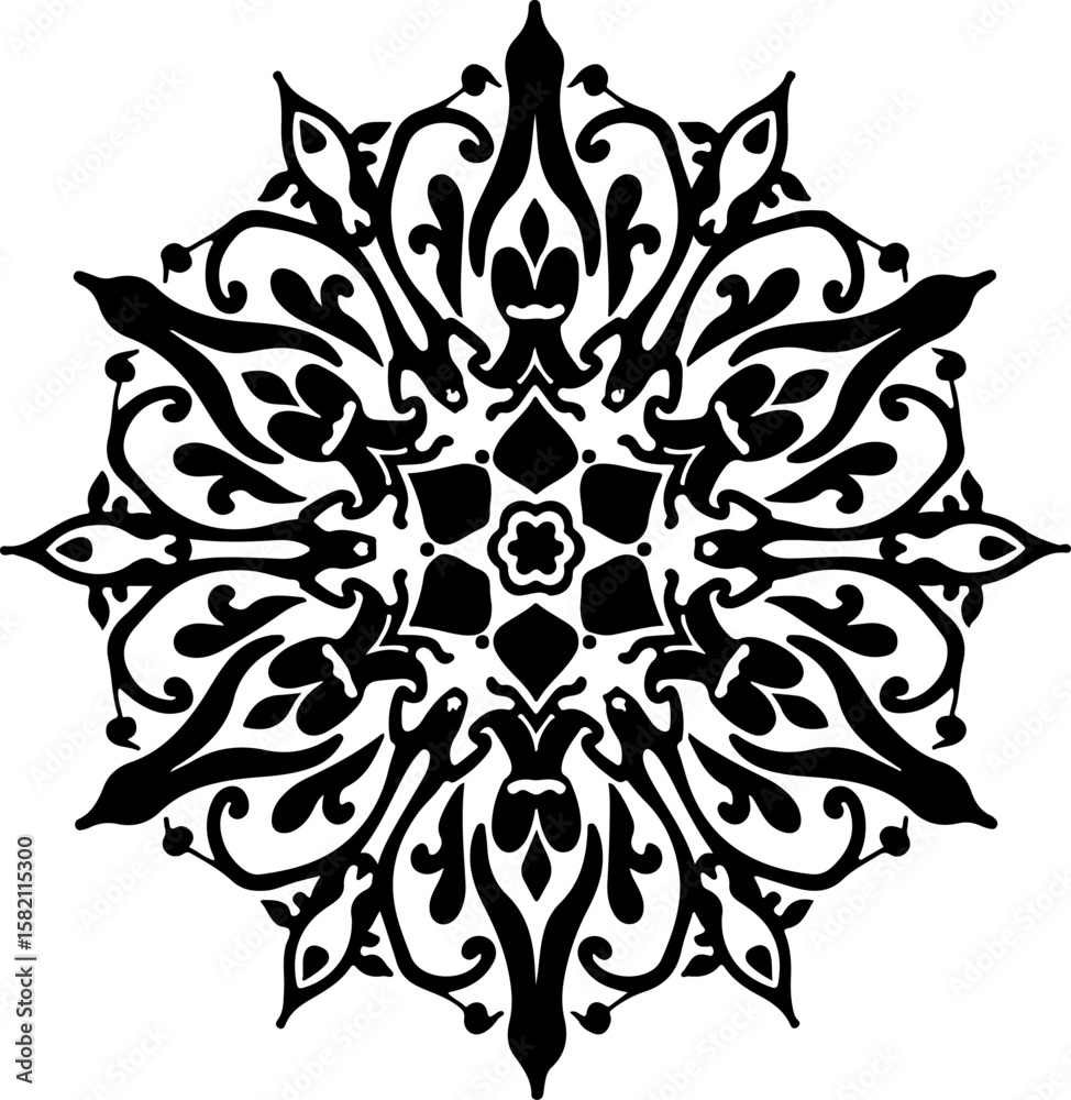 Fototapeta premium mandala, snowflake, ornate, intricate, pattern, vector