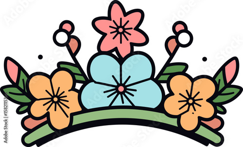 Floral Arrangement with Delicate Blossoms and Botanical Elements