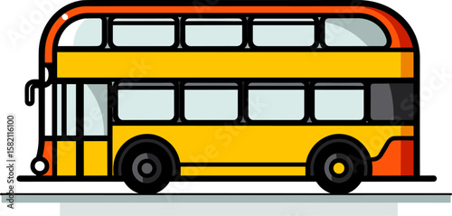 Yellow Double Decker Bus Illustration for Transportation Concepts