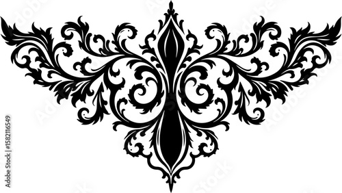 Victorian Flourish Ornament vector tattoo design 