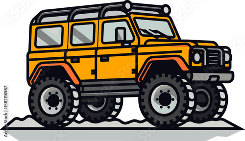 Yellow Off-Road Car Illustration