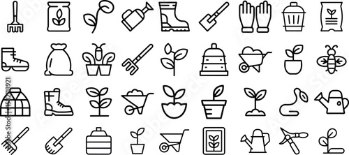 Gardening and flower icon set,vector illustration