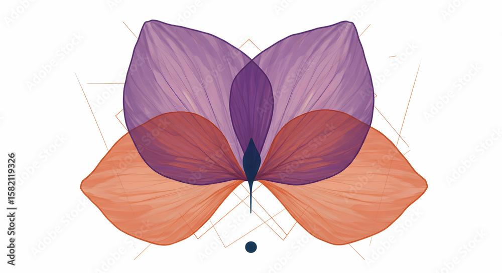 custom made wallpaper toronto digitalElegant Purple and Orange Floral Design Botanical Illustration