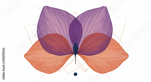 Wallpaper Mural Elegant Purple and Orange Floral Design Botanical Illustration Torontodigital.ca