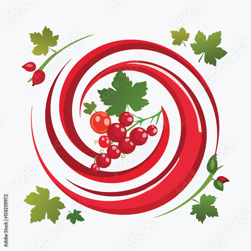 Currant in a Whimsical Scene with Vibrant Swirl Motions All Around.