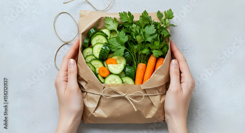 Wallpaper Mural Healthy Snack Pack Fresh Cucumbers Carrots Parsley Torontodigital.ca