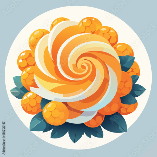 Cloudberry in a Whimsical Scene with Vibrant Swirl Motions All Around.