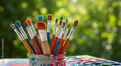 Wallpaper Mural Colorful Paint Brushes Art Supplies Creative Hobby Painting Torontodigital.ca