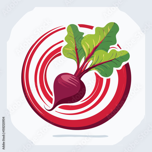 Beetroot in a Whimsical Scene with Vibrant Swirl Motions All Around.